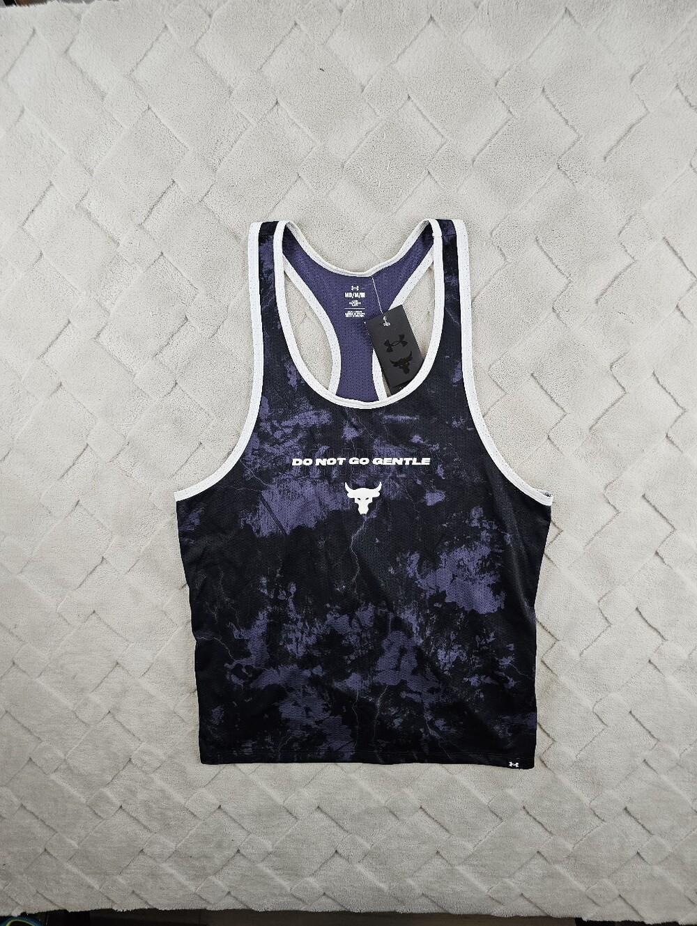 Under Armour Training Tank Top Mens Medium Black Dark Tie-Dye Gym Yoga Run Wear